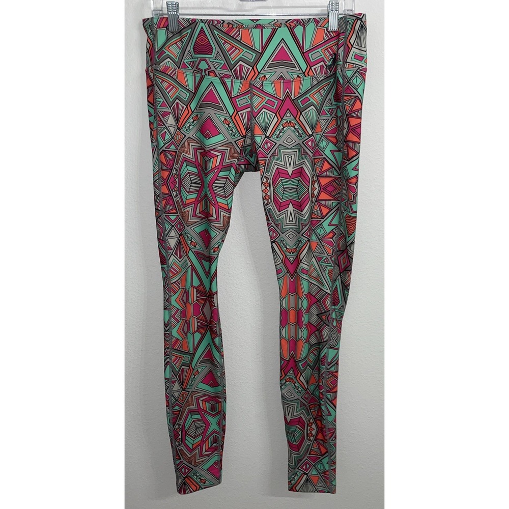 Asics CLEOPOP BARRE Womens Polyester Stretch Tights Size Large Tribal Print